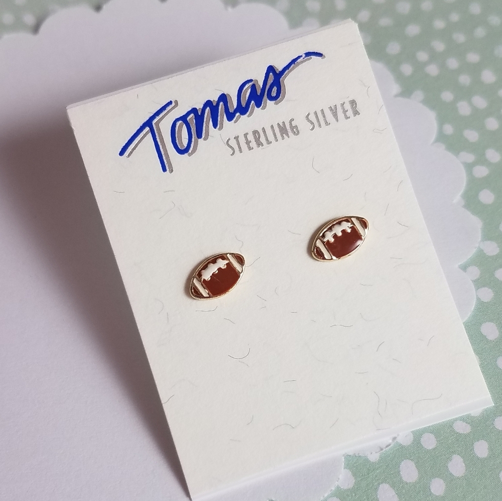 925 Sterling Silver Football Earrings